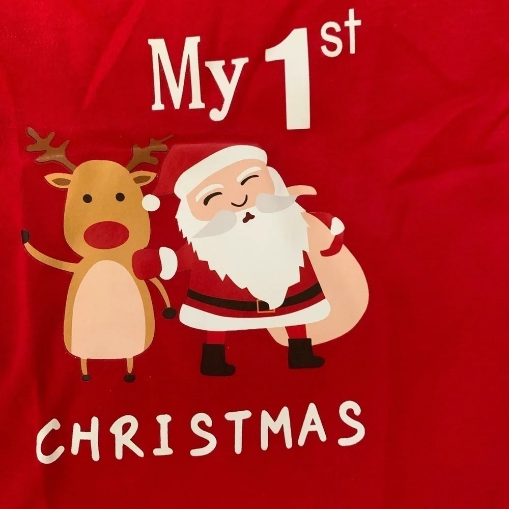 Baby First Christmas Santa Red Onesis